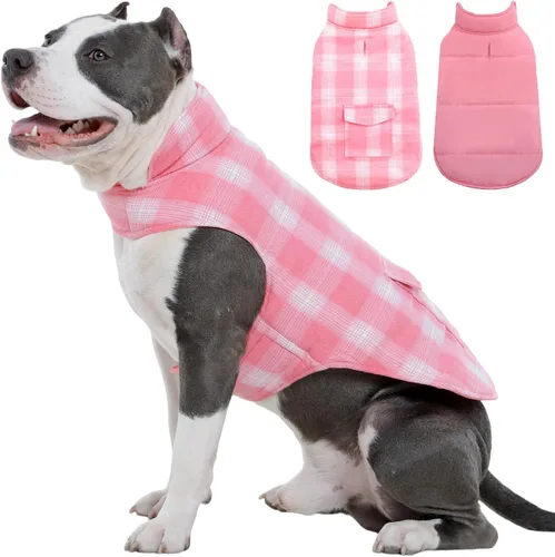 Miniatura 22 de Kuoser - Abrigo de invierno para perro, chaqueta reversible, abrigo cálido de estilo británico, de clima frío, ropa resistente al viento, chaleco