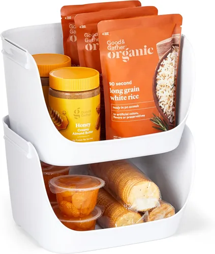 Miniatura 11 de YouCopia ShelfBin - Organizador de paquetes, contenedor dividido elevado de 4 niveles en escalera, organizador de almacenamiento sin BPA