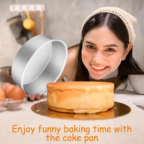 Miniatura 4 de Mumufy Juego de 9 moldes redondos de aluminio antiadherentes para tartas pequeñas, herramientas redondas para hornear pasteles de queso para fiestas
