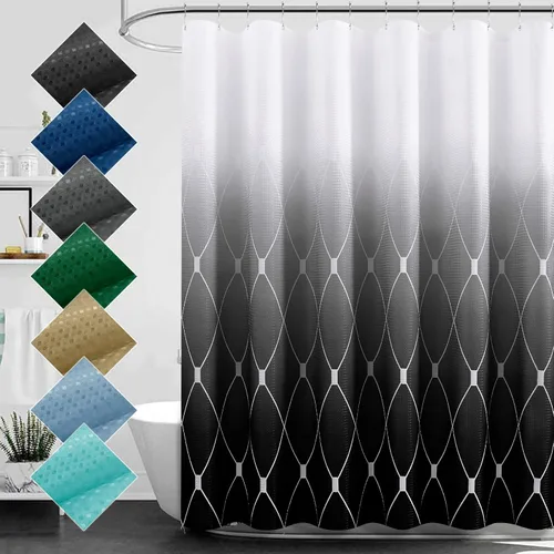 Miniatura 27 de Cortina de ducha para compartimento pequeño negra para hombres, 36 pulgadas de ancho, juego de cortinas de baño gris, cortinas geométricas estrechas