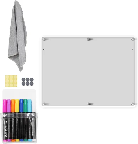 Miniatura 8 de Pizarra magnética acrílica de borrado en seco para refrigerador, pizarra blanca magnética transparente de 12 x 8 pulgadas, lista de tareas