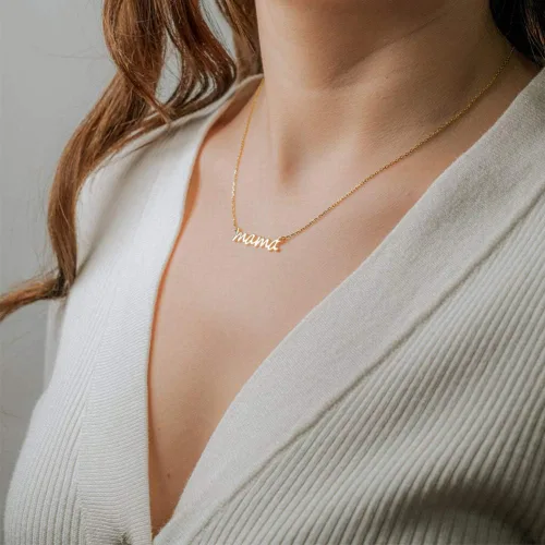 Miniatura 3 de Collar de plata esterlina 925, regalo para mamá, chapado en oro de 14quilates, collar con mama pequeño y lindo, regalo de hija, para madre