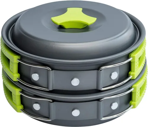 Miniatura 10 de MalloMe Kit de utensilios de cocina de camping para equipo de mochilero – Juego de cocina de camping – Juego de ollas y sartenes – Estufa