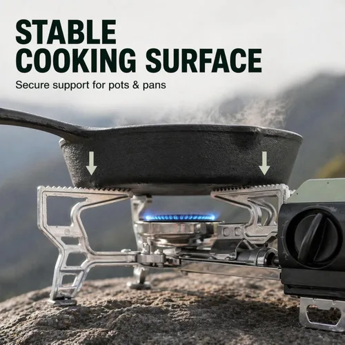 Miniatura 4 de Altena - Estufa de gas butano portátil para acampar, cocinar al aire libre y en interiores, quemador individual compacto y ligero con bolsa