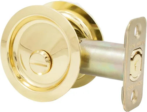 Miniatura 10 de Stone Harbor Hardware Cerradura de puerta de bolsillo redondo, función de privacidad, fondo de 2-3/8", níquel antiguo