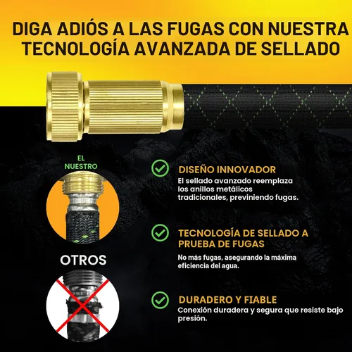 Miniatura 2 de PowerFlow Manguera de jardín, no expansible de 25 pies, manguera de agua de metal de acero inoxidable de alta calidad con piel de tela duradera