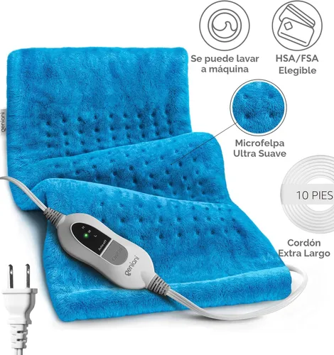 Miniatura 8 de Geniani - Almohadilla térmica eléctrica para alivio del dolor de espalda y calambres, apagado automático, almohadilla térmica suave para terapia