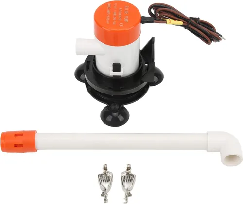 Miniatura 6 de Baitwell Bomba de 12 V 350 GPH 12 V Livewell Bomba aireadora de cebo sumergible portátil inferior para barco marino, bomba de pozo de vida, bomba