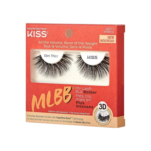 Miniatura 3 de KISS My Lash But Bolder - Pestañas postizas de volumen 3D, delgadas, delgadas, negras, cómodas, voluminosas, de aspecto natural, visón sintético