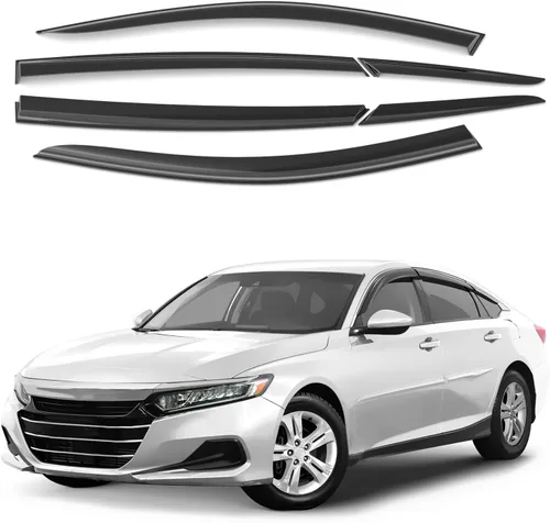 Miniatura 19 de Deflectores de ventana tintados ahumados con cinta adhesiva para ventana lateral, deflectores de lluvia compatibles con Honda Pilot 2016-2022 - 4