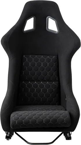 Miniatura 7 de Tamaño L Pieza De Asiento De Carreras Con Respaldo De Fibra De Vidrio Fuerte Universal Para Coches Tela Negra Costura De Diamante Blanca Con