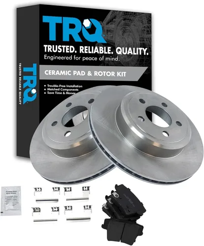 Miniatura 57 de TRQ Kit de rotor de freno trasero y pastillas de cerámica Posi premium compatible con camioneta Chevy GMC