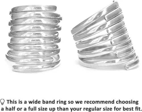 Miniatura 3 de Boho-Magic Anillos de plata de ley 925 para mujer, anillo ancho