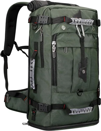 WITZMAN Mochila de viaje para hombre, bolsa de equipaje grande de lona para portátil de 17 pulgadas, bolsas de mano para avión (B681 verde militar)