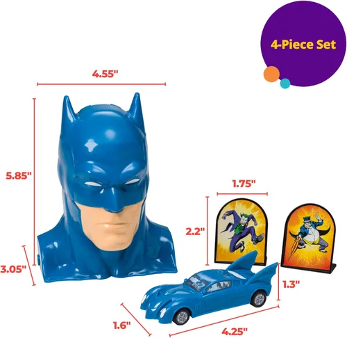 Miniatura 4 de DecoSet® Batman™ to the Rescue Cake Topper, 4 piezas de decoración para tartas, incluye estuche Batman™ con un lanzador de móvil plegable oculto