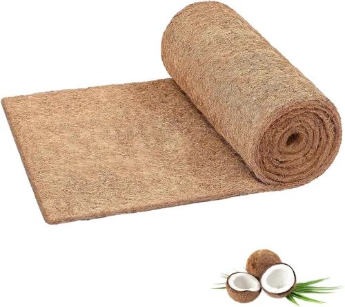 Rollo de revestimiento de coco natural de 16 x 80 pulgadas para macetas, tapete de fibra de coco, cesta de flores, decoración de jardín, tapetes
