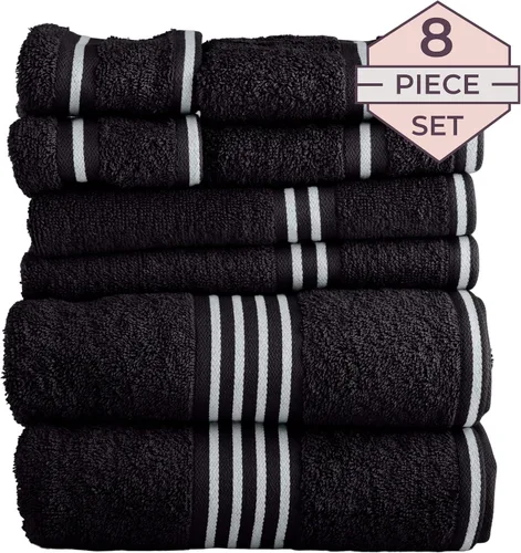 Miniatura 3 de Lavish Home Juego de toallas de baño de 8 piezas, 575 GSM, 100% algodón, esenciales de baño con 2 toallas de baño, 2 paños de mano, 2 paños