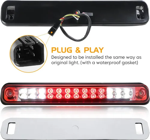 Miniatura 5 de Conjunto de luz trasera LED (humo) + tercera luz de freno (roja) para Chevy GMC C/K 1500 2500 3500 88-99, Silverado 94-98, Blazer 92-94 - 3 piezas