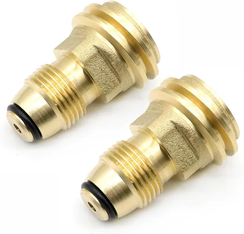 Paquete de 2 conectores adaptadores de tanque de propano que convierte la válvula de tanque POL LP a QCC1/Type1 o o regulador de latón macizo