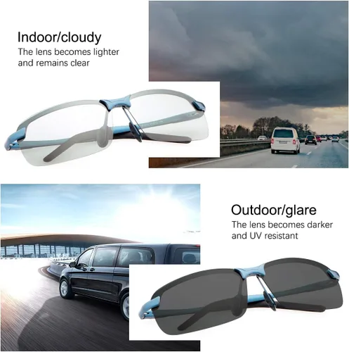 Miniatura 6 de YIMI Gafas de sol deportivas polarizadas fotocrómicas para hombre, ciclismo, pesca, conducción, protección UV, gafas antirreflejos 8177 Azul