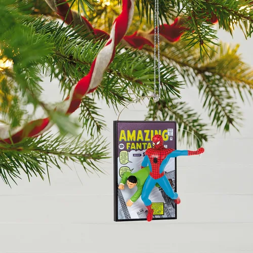 Miniatura 6 de Hallmark Keepsake Adorno de Navidad de plástico 2022, Marvel Spider-Man Amazing Fantasy 60 aniversario