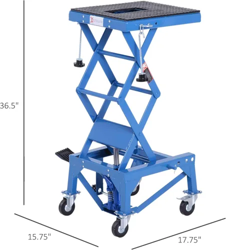 Miniatura 7 de DURHAND Motocicleta hidráulica de 300 libras Scissor Jack Lift Foot Step Wheels para pequeñas motos de suciedad
