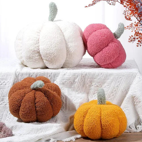 Miniatura 5 de Kajaia 4 almohadas de otoño decorativas de calabaza de Acción de Gracias, almohada de otoño de 11 pulgadas y 7 pulgadas, cojín 3D de Acción