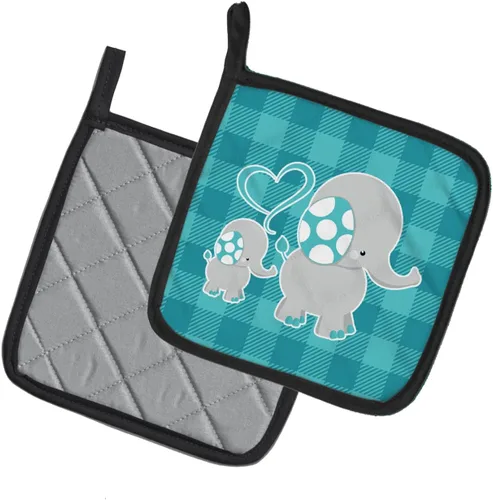 Miniatura 2 de Caroline's Treasures BB6834PTHD - Juego de soportes para ollas de cocina con diseño de elefante para mamá y bebé, resistentes al calor, almohadillas