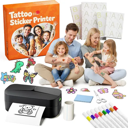 Miniatura 10 de Phomemo TK32 - Kit de tatuaje temporal para niños a partir de 8 años, impresora térmica de tatuajes Bluetooth, crea e imprime tatuajes temporales