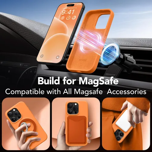 Miniatura 739 de GONEZ Funda de silicona para iPhone 15 Pro Max, compatible con Magsafe, protector de cámara + protector de pantalla, forro de microfibra suave