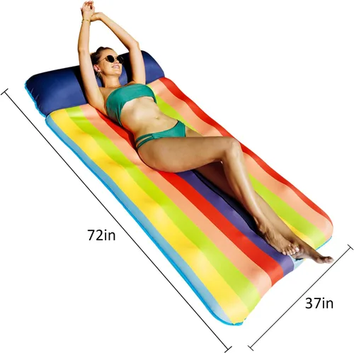 Miniatura 5 de FindUWill Flotadores inflables para piscina, 72 x 37 pulgadas, flotadores de piscina extra grandes cubiertos de tela para adultos, balsa de piscina