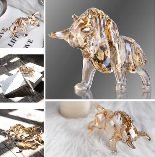 Miniatura 2 de H&D HYALINE & DORA Charm and Lucky FengShui Crystal Statues Wall Street Bull Figurine Esculture Home Office Desk Ornamento decorativo