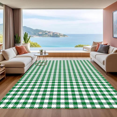 Miniatura 21 de Alfombra ondulada azul única con diseño de cuadros para sala de estar, extra grande, lavable a máquina, alfombra de pasillo de cocina, alfombra