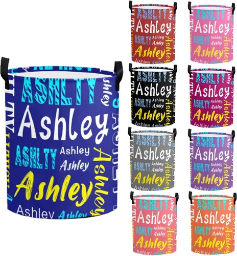 Miniatura 25 de Cesta de lavandería personalizada con nombre, cesta de lavandería plegable con asa para baño, sala de estar, dormitorio Color: 13