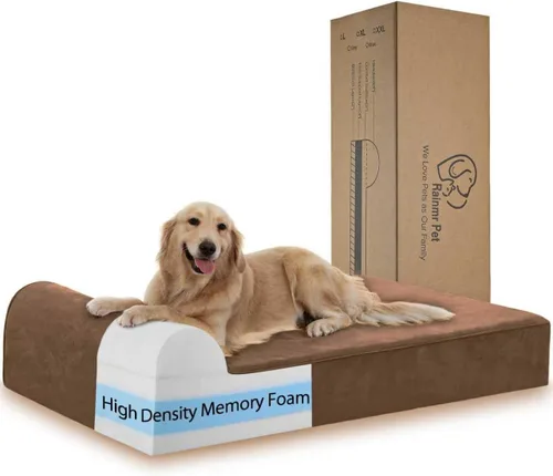 Rainmr Camas ortopédicas para perros grandes, camas para perros de espuma viscoelástica de 7 pulgadas con forro impermeable, funda de microgamuza