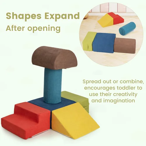 Miniatura 6 de INFANS Juguetes de escalada para niños pequeños, juego de 6 piezas de bloques de espuma suave para trepar y gatear con estructura de actividad