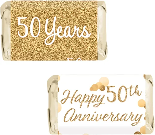 Miniatura 9 de DISTINCTIVS Calcomanías doradas de beso del 50 aniversario – 180 unidades – 4 diseños únicos – recuerdos de fiesta de boda y aniversario de negocios
