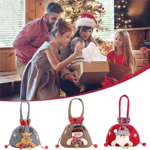 Miniatura 6 de KEIGPERI 1 juego de bolsas para muñecas de regalo de Navidad, bolsas de regalo reutilizables con cordón, bolsas de regalo de Navidad con cordón