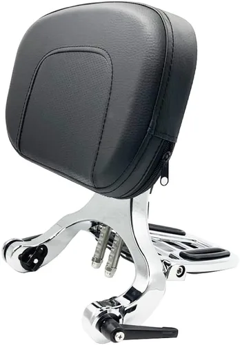 Respaldo ajustable de Sissy Bar con portaequipajes plegable para Harley/Indian/BMW R18/Honda, Cromado