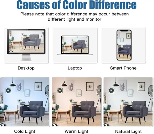 Miniatura 7 de Giantex Silla decorativa tapizada, moderna de tela de lino de mediados de siglo con brazos, carga máxima de 265 libras, cómodo sofá individual Azul