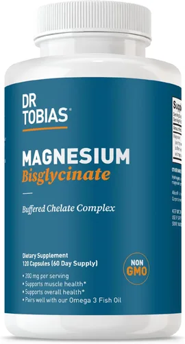 Dr. Tobias Bisglicinato de magnesio - Complejo de quelato tamponado de magnesio de alta absorción 200 mg por cápsula | Apoya la energía, los