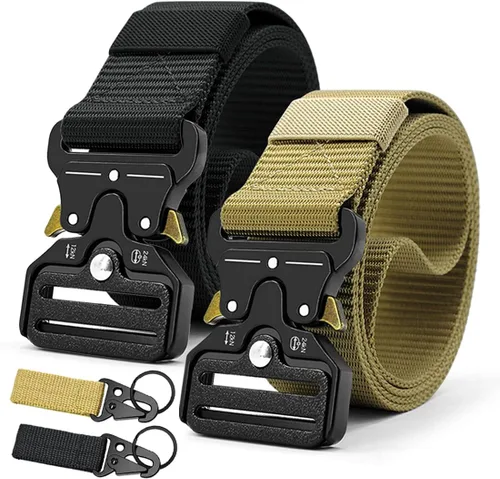 Miniatura 20 de DOOPAI Cinturón táctico para hombre, tela militar de nailon negro con hebilla de liberación rápida, ideal para el trabajo, senderismo 21-1 Negro