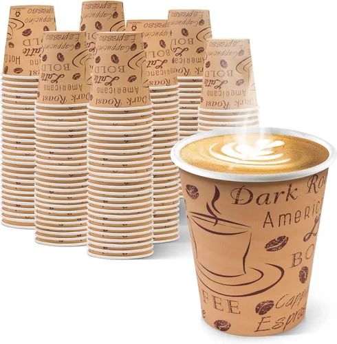 Miniatura 8 de Shop Square Tazas de café de papel desechables – 10 onzas (paquete de 100) – Vasos de papel, tazas calientes, tazas de bebidas calientes para té