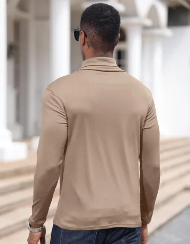 Miniatura 4 de Lexiart Camisetas casuales de manga larga con cuello alto para hombre, básicas, térmicas, elásticas, sin botones