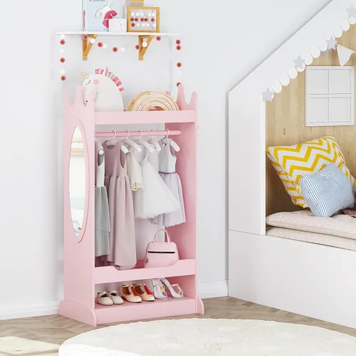 Miniatura 2 de UTEX Almacenamiento de Disfraces para Niños con Espejo, Guardarropa de Disfraces para Niños, Armario Colgante Abierto, Closet de Almacenamiento