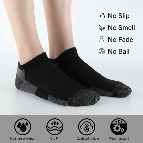 Miniatura 6 de COOPLUS Paquete de 12 calcetines tobilleros acolchados para hombre, calcetines casuales transpirables de corte bajo (talla de zapato 6-12)