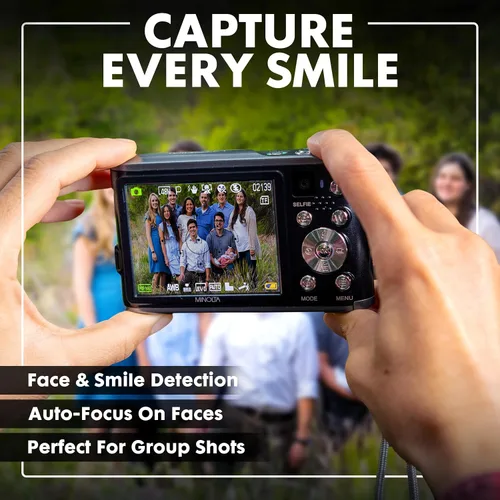 Miniatura 7 de Minolta Cámara digital de 48 megapíxeles con lente selfie trasera – Vídeo 4K Ultra HD, pantalla LCD de 2.8", zoom digital 16X