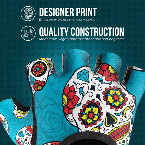 Miniatura 4 de Contraband Pink Label 5237 – Guantes de levantamiento de pesas con calavera, para mujer, Serie Design (1 par), Verde, XS