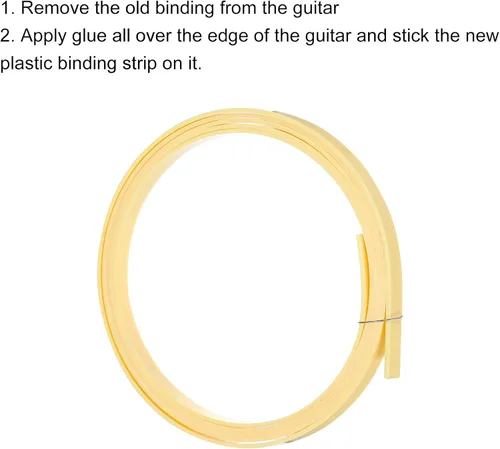 Miniatura 3 de MECCANIXITY Tira de Borde Decorativo de Plástico para Guitarra 1650x6x1.5mm para Guitarra Acústica Clásica Amarilla, Juego de 2 Amarillo