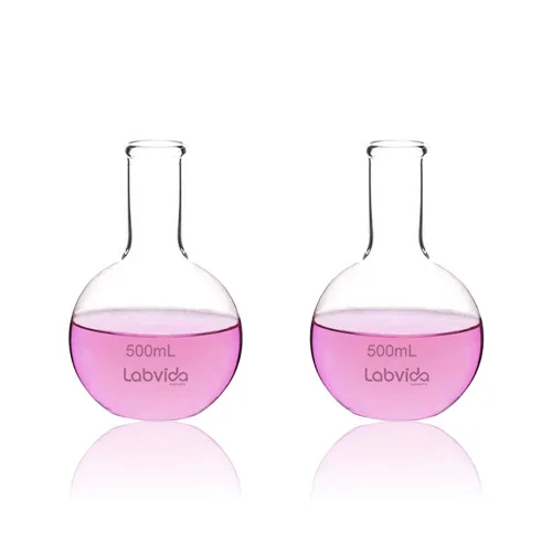 Miniatura 9 de 4pcs de frascos de ebullición de vidrio de fondo plano, Vol.8.5 fl oz, vidrio de borosilicato 3.3, LVD001